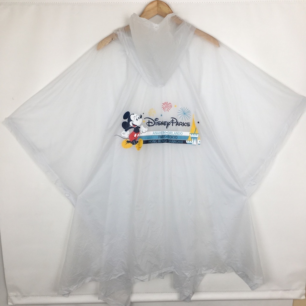 Disney Parks  Mickey Mouse Rain Poncho Hooded Waterproof Adult One Size